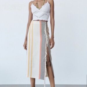 Zara Fringe Midi Skirt